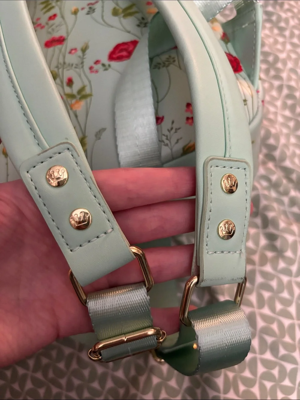 Disney Tinker Bell Floral Mini Backpack - READ DESC *BROKEN /BUSTED TOP ZIPPER*